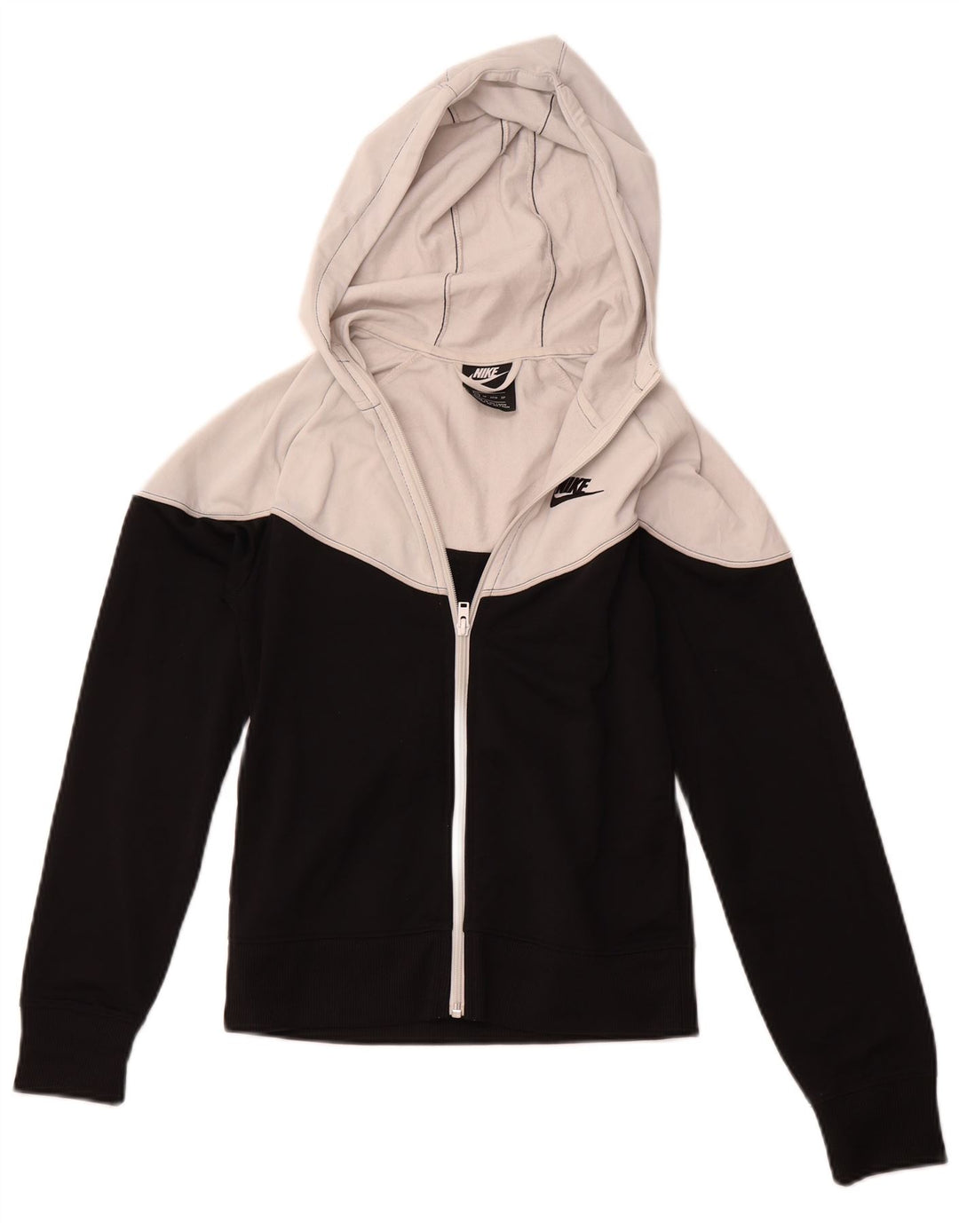 Felpa con cappuccio e zip da donna NIKE UK 6 XS poliestere color block bianco