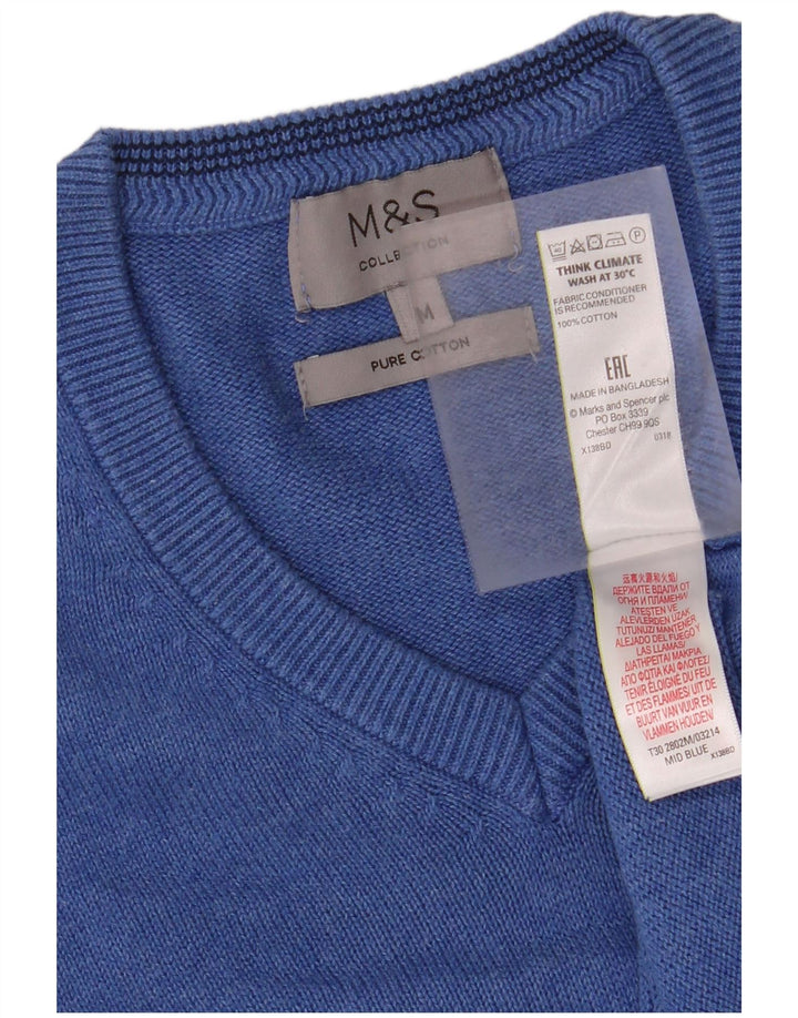 MARKS & SPENCER Maglione da uomo con scollo a V in cotone blu medio