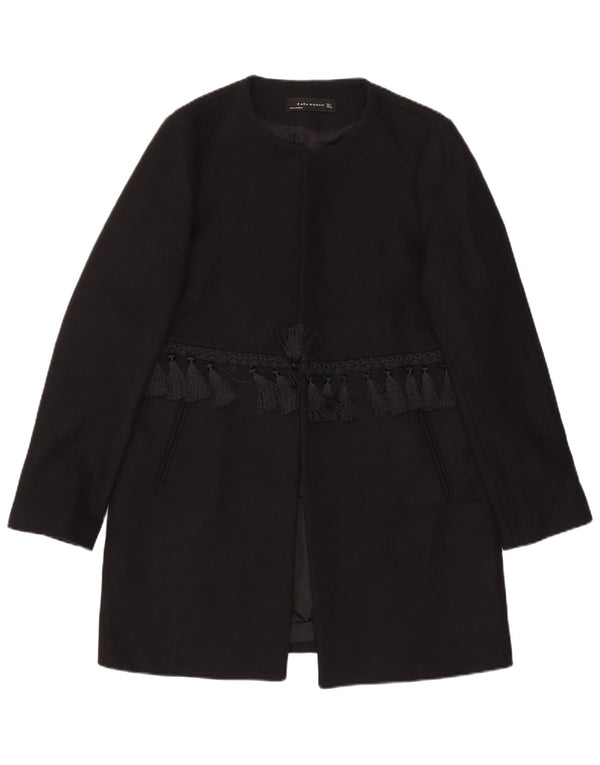 Soprabito aperto da donna Zara UK 16 grande lana nera