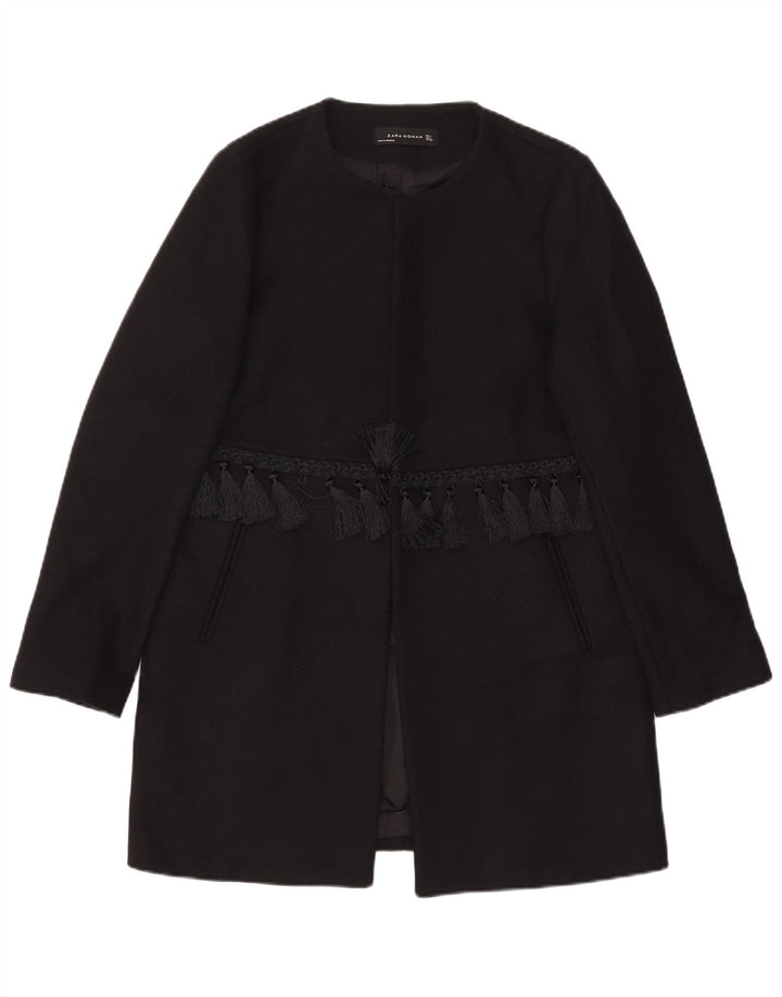 Soprabito aperto da donna Zara UK 16 grande lana nera