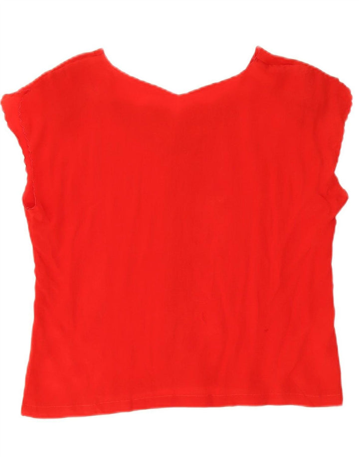 VINTAGE Womens Crop Sleeveless Blouse Top UK 14 Medium Red