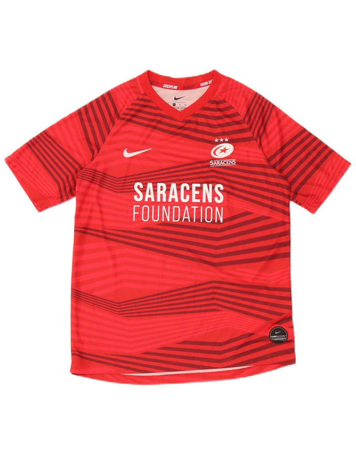 Canotta grafica Nike Saracens da ragazzo, 13-14 anni, XL, poliestere a righe rosse