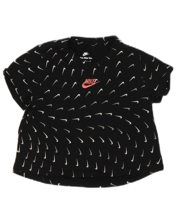 T-shirt grafica Nike per ragazze, top 10-11 anni, cotone nero medio
