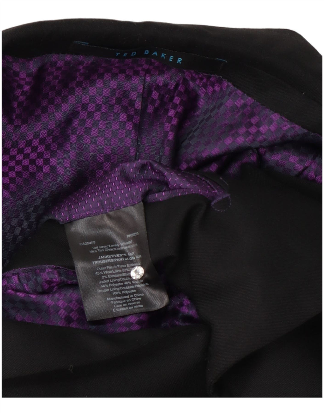 Giacca blazer da uomo a 2 bottoni Ted Baker UK 40 grande lana nera