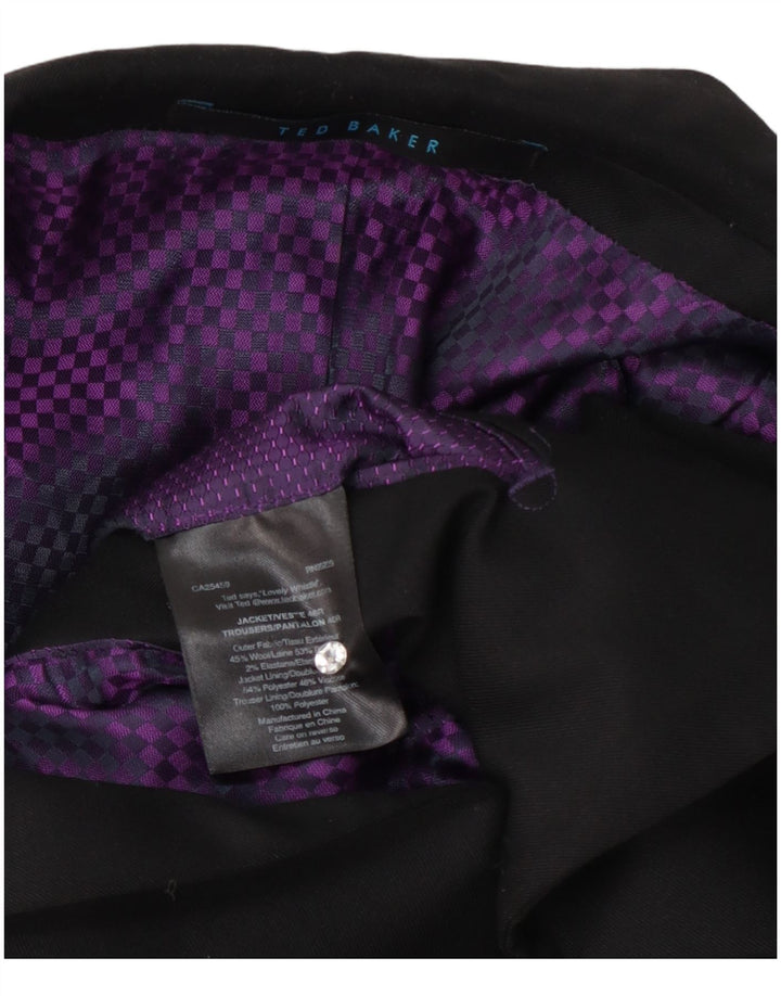 Giacca blazer da uomo a 2 bottoni Ted Baker UK 40 grande lana nera