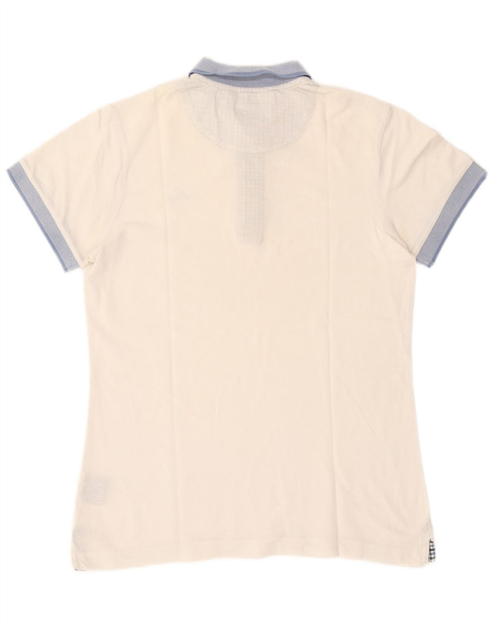 Polo Kappa da uomo in cotone color block bianco medio