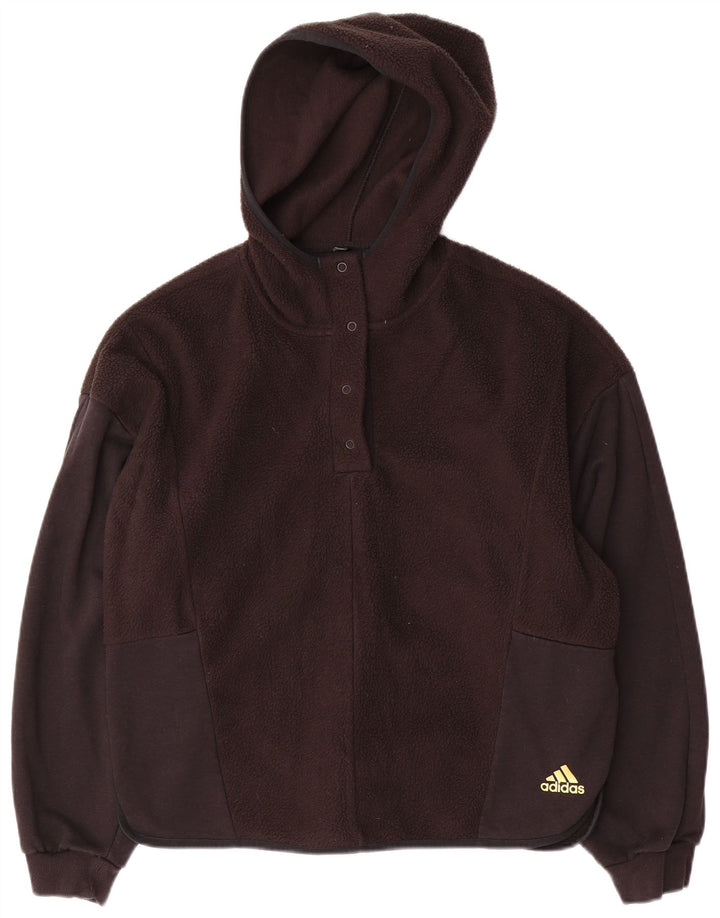 Maglione in pile con cappuccio oversize da donna ADIDAS UK 8/10 piccolo poliestere nero