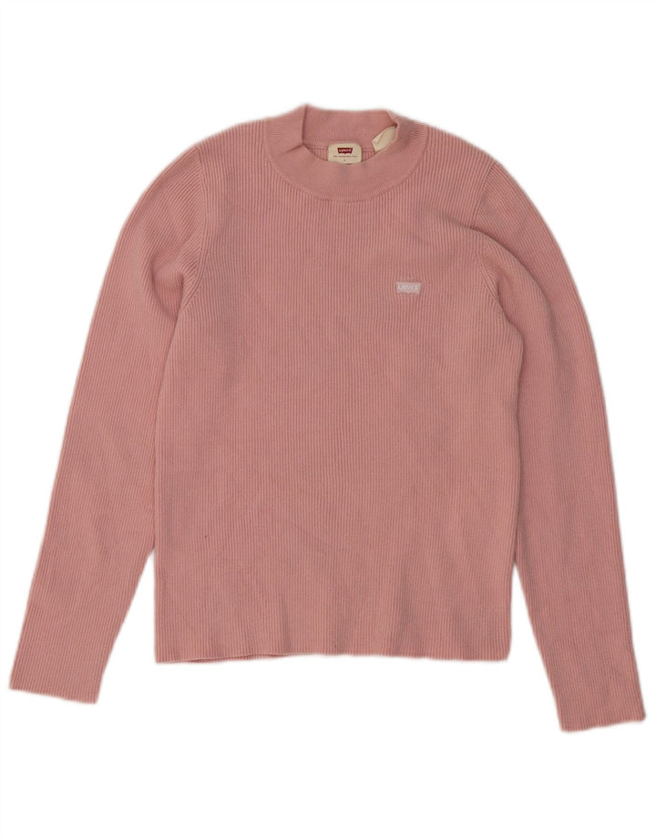 Levi's Women's Crop Top Manica Lunga UK 16 Large Rosa Acrilico