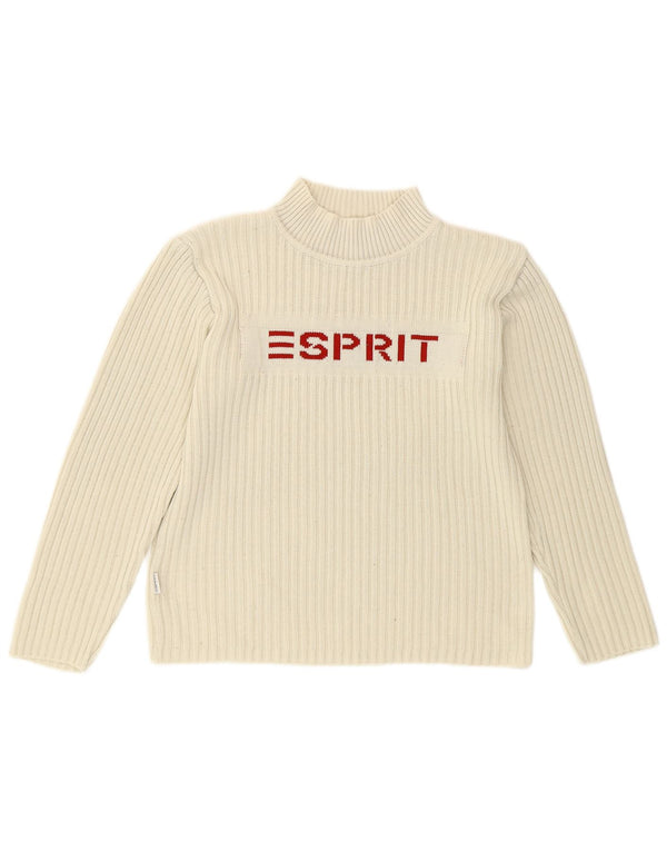 Maglione da donna con collo a tartaruga grafico Esprit UK 14 Cotone bianco medio