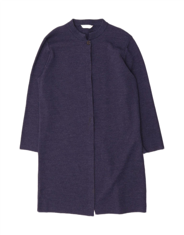 Maglione cardigan lungo da donna Marks & Spencer UK 16 grande lana blu navy