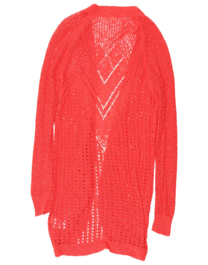 Maglione cardigan all'uncinetto da donna ROXY, lungo, UK 18 XL, cotone rosso