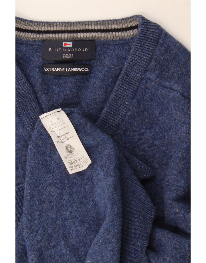 Maglione maglione con scollo a V da donna Marks & Spencer UK 14 medio blu navy