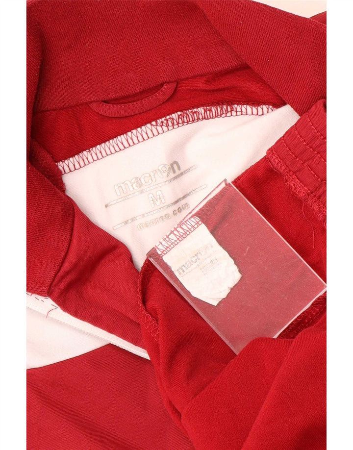 Macron Felpa da uomo con collo con zip grafica Maglione rosso medio color block
