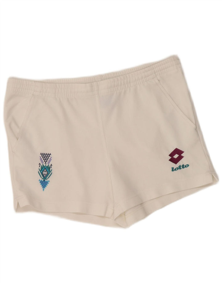 Pantaloncini sportivi grafici da uomo Lotto grandi in poliestere bianco