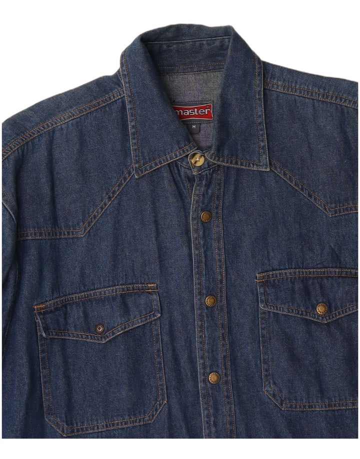 Camicia in denim da uomo Master in cotone blu medio
