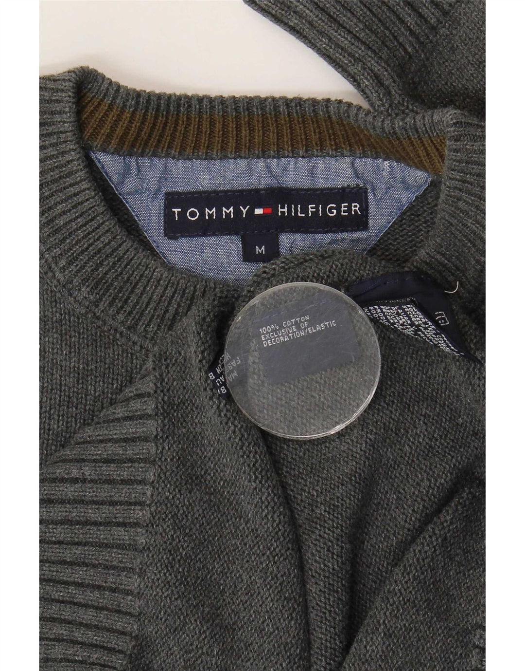 Maglione maglione girocollo da uomo Tommy Hilfiger in cotone grigio medio