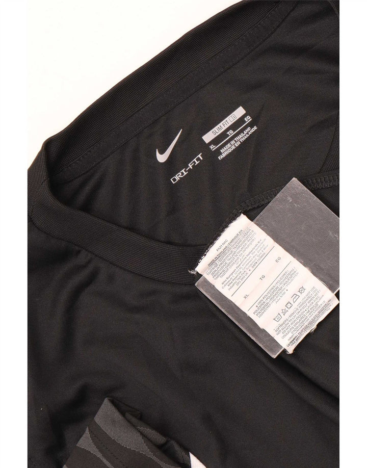 T-shirt grafica Nike Dri Fit Slim da uomo XL in poliestere nero
