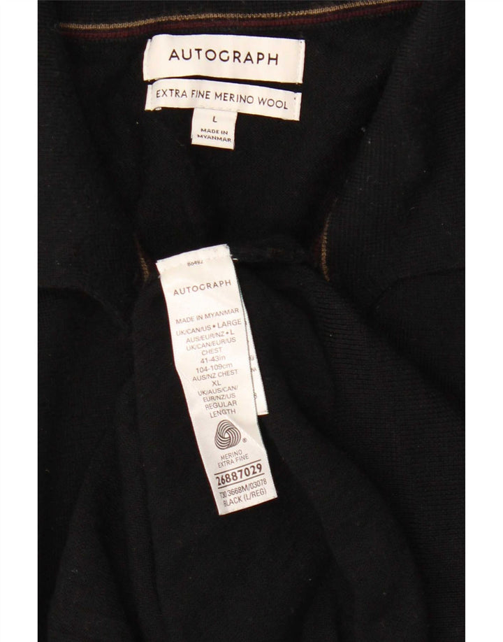 Marks & Spencer Maglione da uomo con collo a polo autografo grande nero