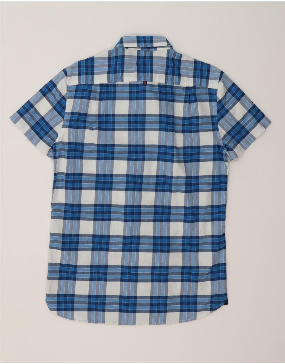 Camicia a maniche corte da uomo Superdry in cotone a quadri blu medio