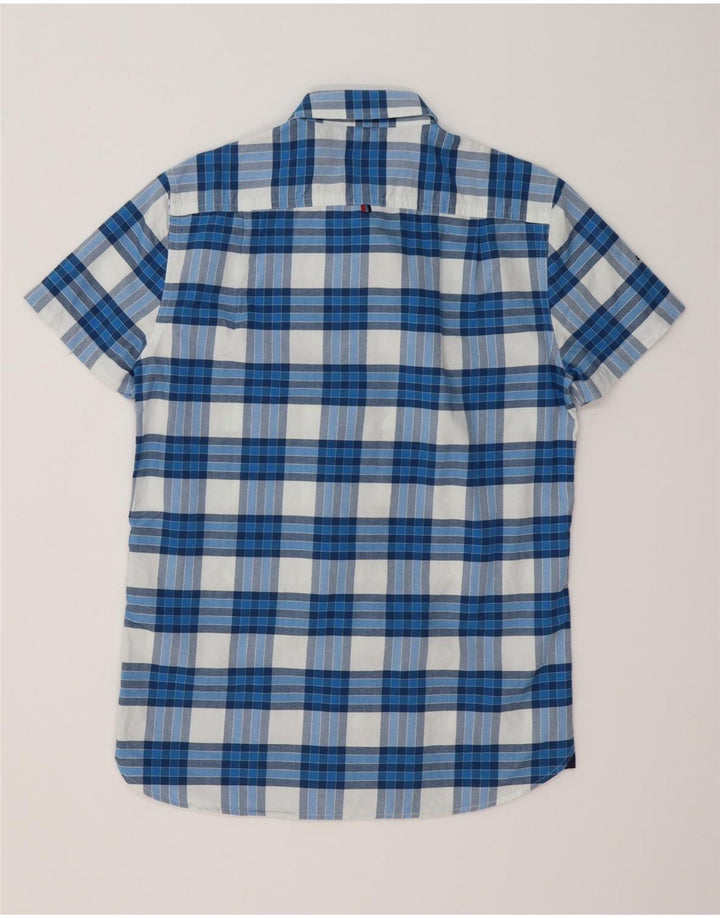 Camicia a maniche corte da uomo Superdry in cotone a quadri blu medio