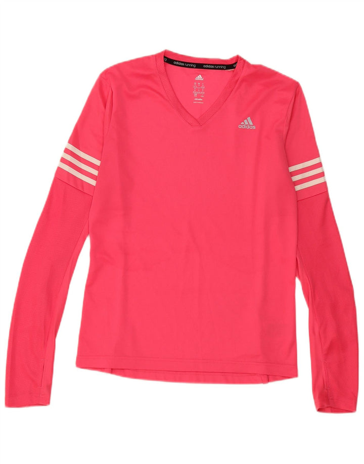 Maglia manica lunga da donna Adidas UK 12/14 Poliestere rosa medio