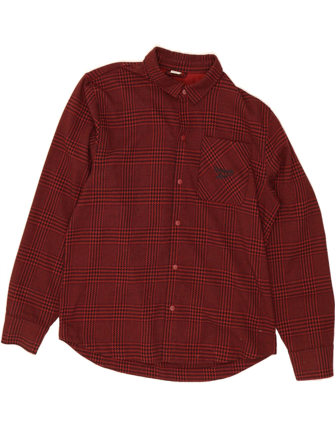 REEBOK Mens Flannel Shirt Small Burgundy Check Vintage Reebok and Second-Hand Reebok from Messina Hembry 