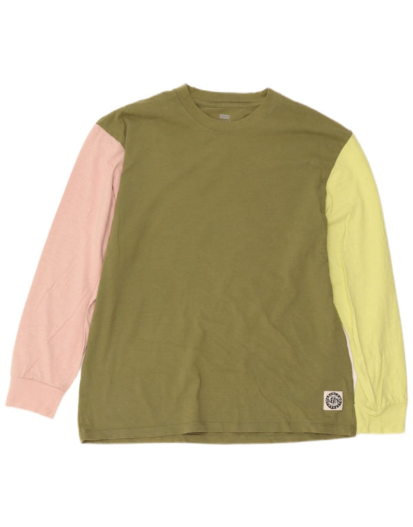 Levi's Uomo Maglietta rilassata a maniche lunghe in cotone color block verde medio