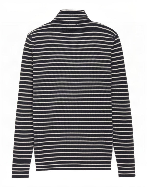 Maglione Zara da uomo con collo a scialle, a righe grandi blu navy