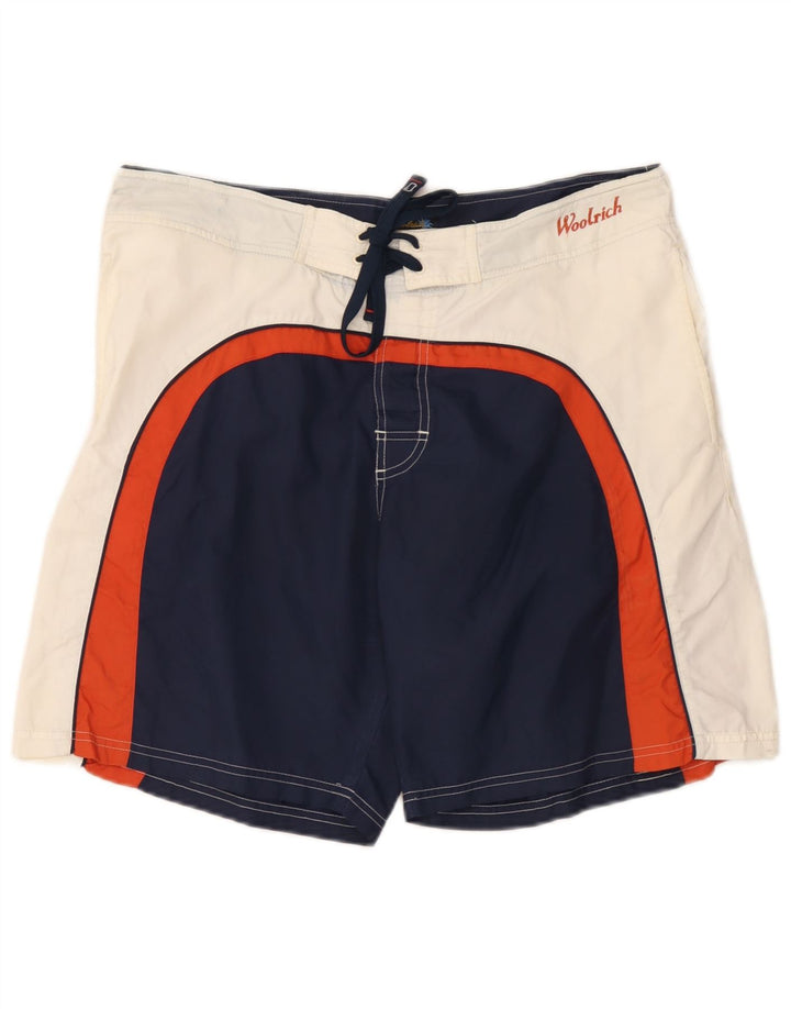 Pantaloncini da bagno da uomo Woolrich Large blu navy color block in poliammide