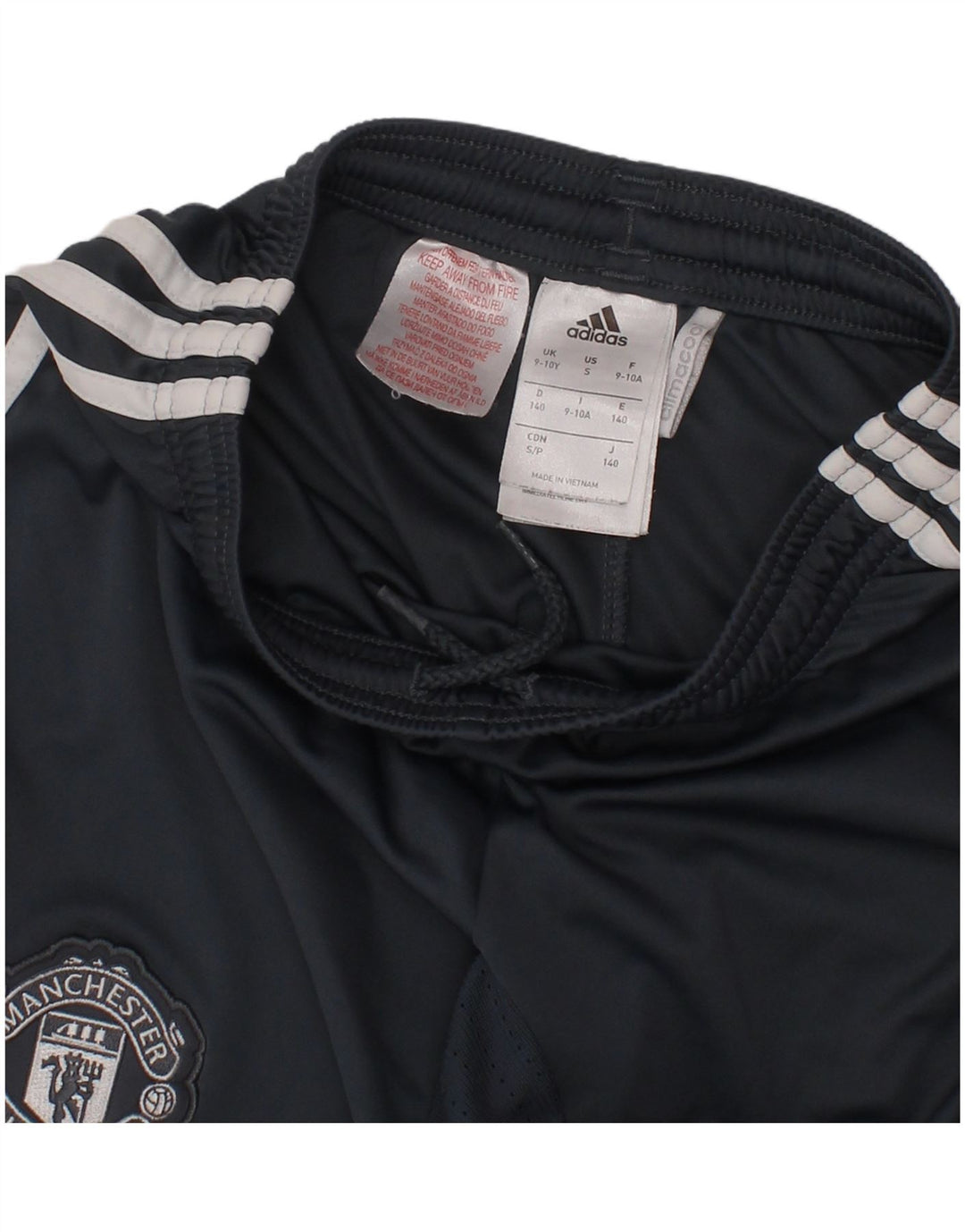 Pantaloncini sportivi ADIDAS da ragazzo Manchester United 9-10 anni in poliestere grigio
