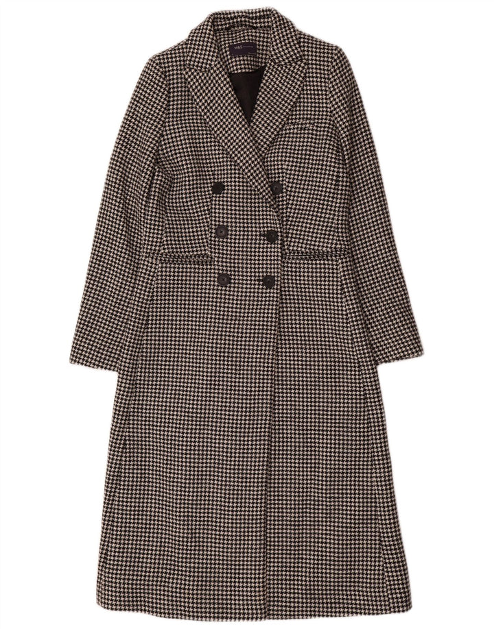 Cappotto doppiopetto da donna Marks & Spencer UK 8 piccolo pied de poule nero