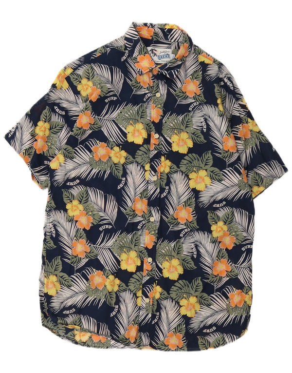 Camicia a maniche corte da uomo Jack & Jones grande hawaiana in cotone floreale blu navy