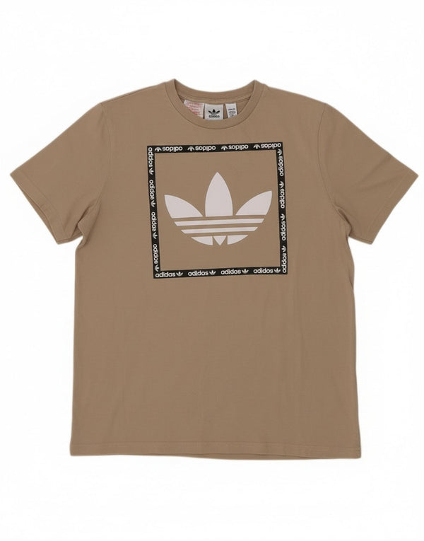 T-shirt grafica Adidas da bambino 13-14 anni in cotone beige