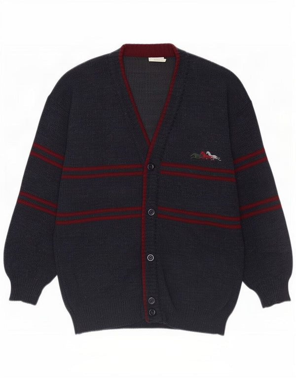 Maglione cardigan da uomo vintage IT 48/50 Acrilico a righe blu navy medio