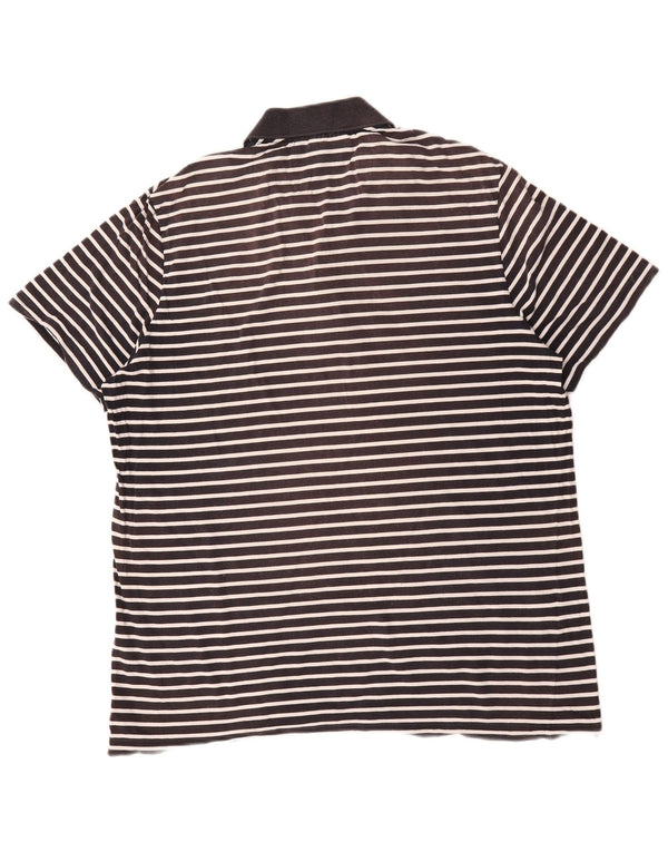 Polo Lacoste da uomo vestibilità regolare taglia 7 2XL cotone a righe blu navy