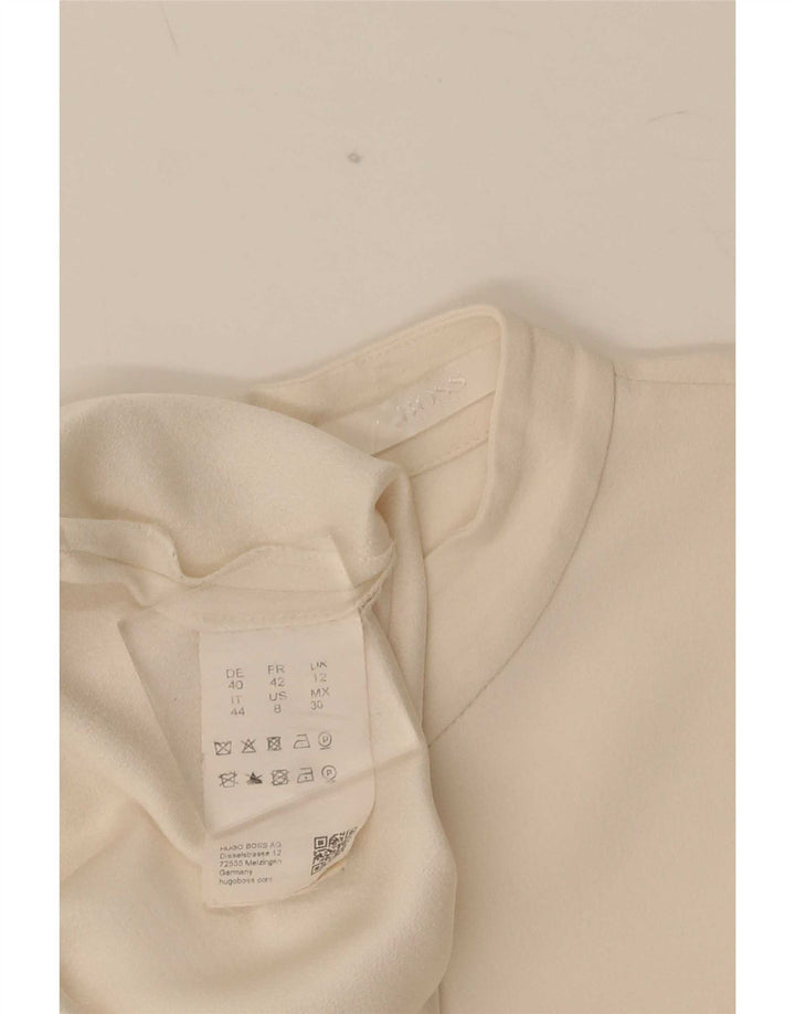 Camicetta a maniche lunghe da donna Hugo Boss Top UK 12 Acetato medio bianco sporco