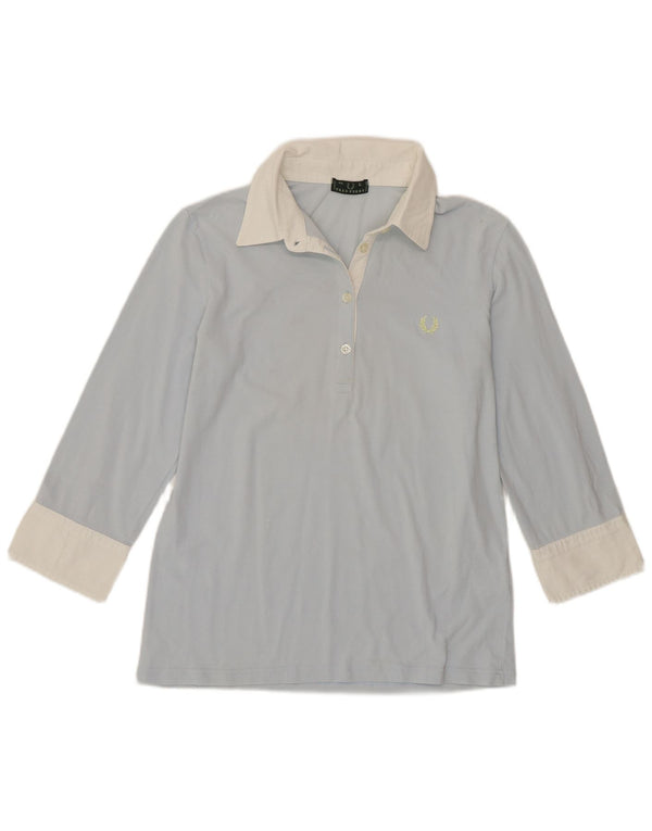 Polo da donna con maniche a 3/4 Fred Perry UK 14 Large in cotone color block blu