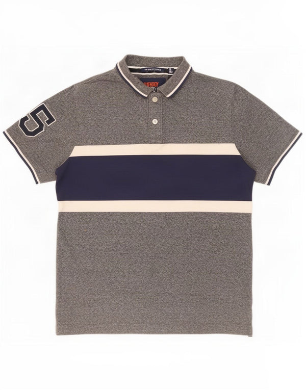Polo da uomo Classic Fit Superdry 2XL in cotone color block grigio