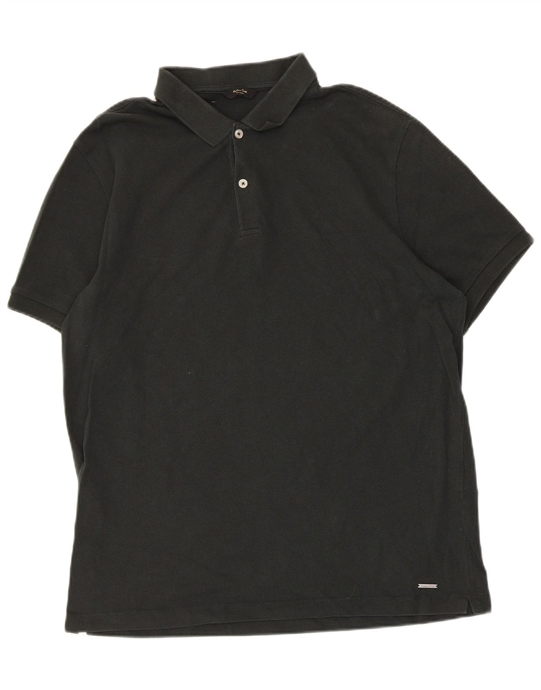 MASSIMO DUTTI Mens Polo Shirt Large Black Cotton