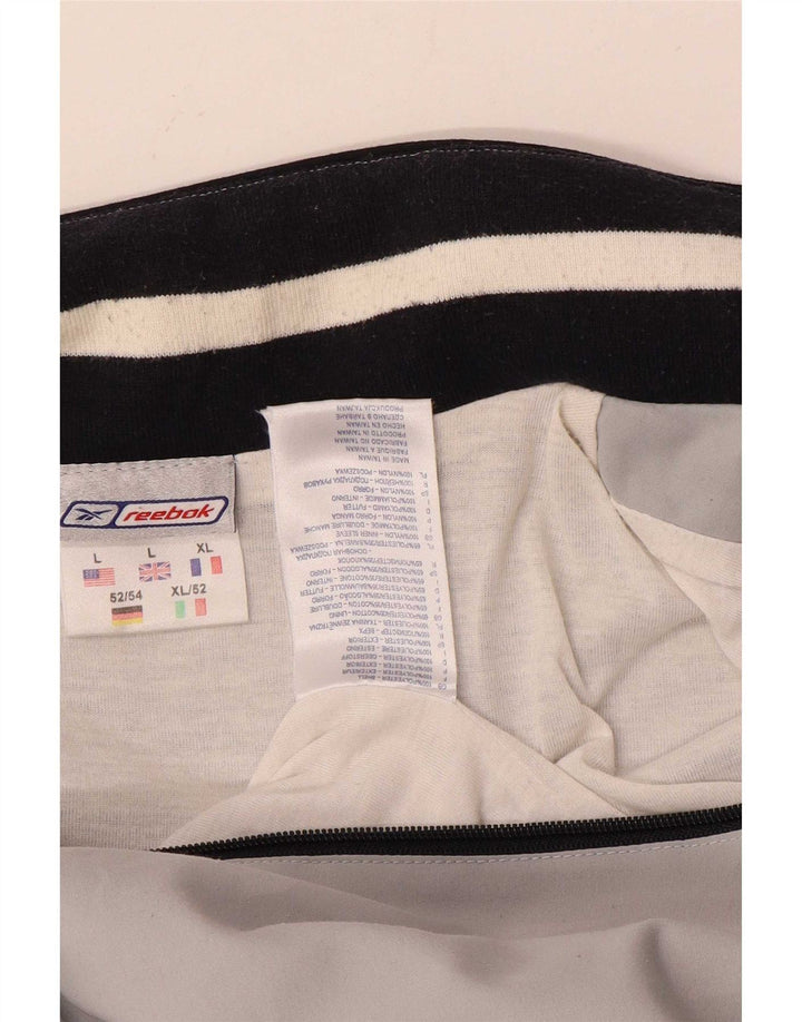 Giacca da ginnastica Reebok da uomo con grafica, grande, in poliestere color block grigio
