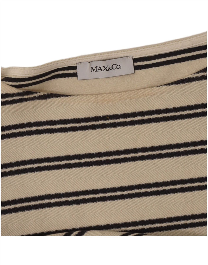 Top camicetta da donna Max & Co. UK 12 medio a righe bianco sporco