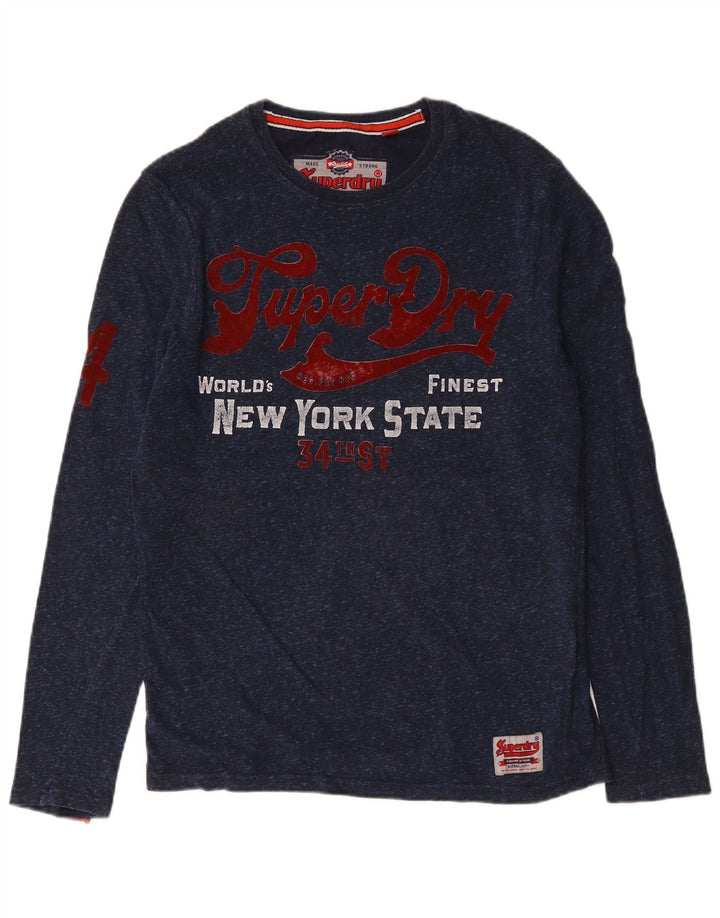 Superdry Top grafico da uomo manica lunga medio blu navy Cotone
