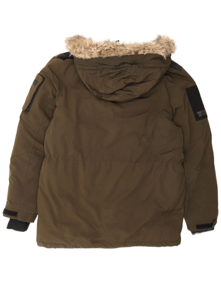 Giacca parka con cappuccio da uomo Smog UK 42 XL poliestere kaki