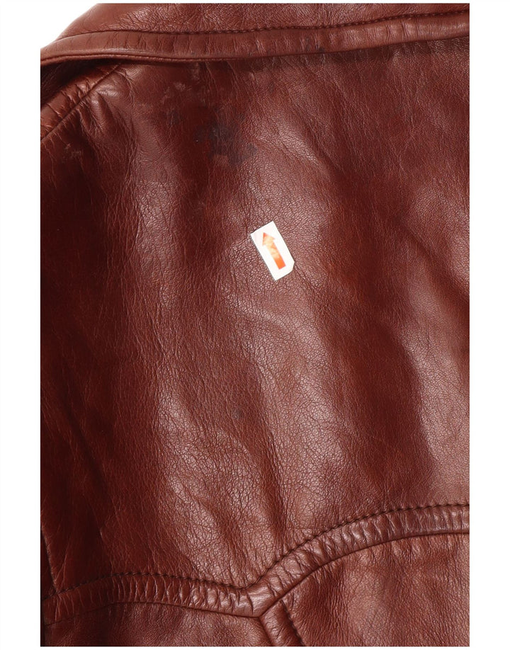 Cappotto in pelle da donna VINTAGE IT 52 2XL Pelle marrone