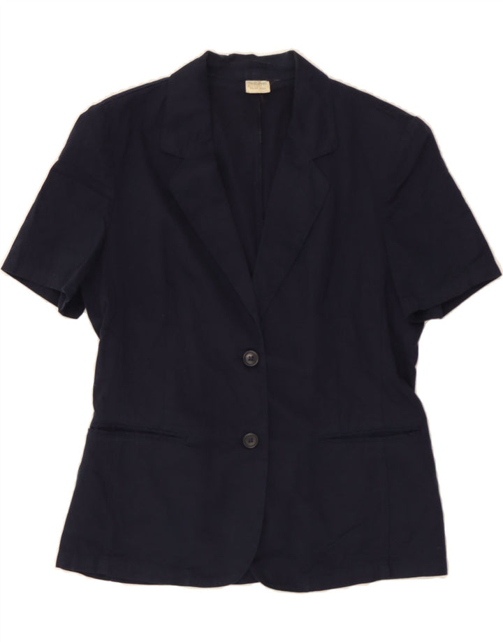 BENETTON Womens 2 Button Short Sleeve Blazer Jacket IT 42 Medium Navy Blue Vintage Benetton and Second-Hand Benetton from Messina Hembry 