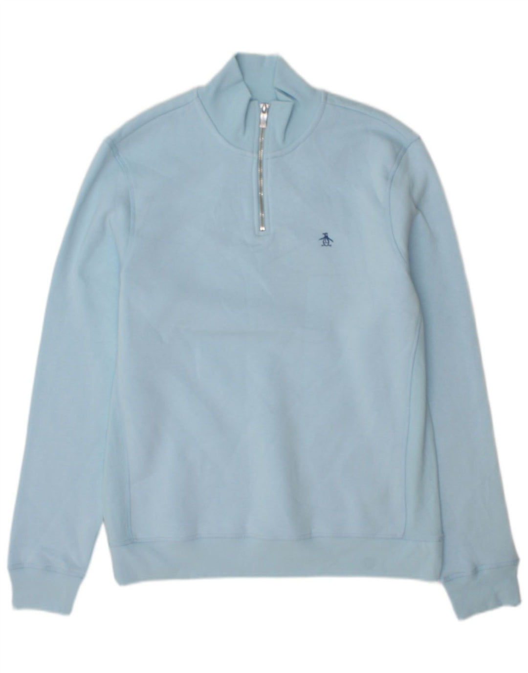 Felpa da uomo con zip e collo Penguin, in cotone blu medio