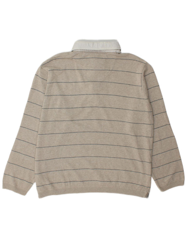 Polo da rugby da uomo a maniche lunghe Marks & Spencer a righe grandi beige