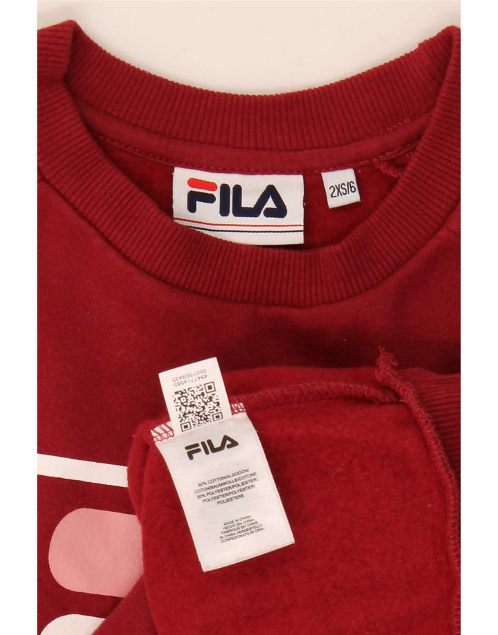 Felpa oversize con grafica da donna Fila UK 2 2XS Colorblock rosso