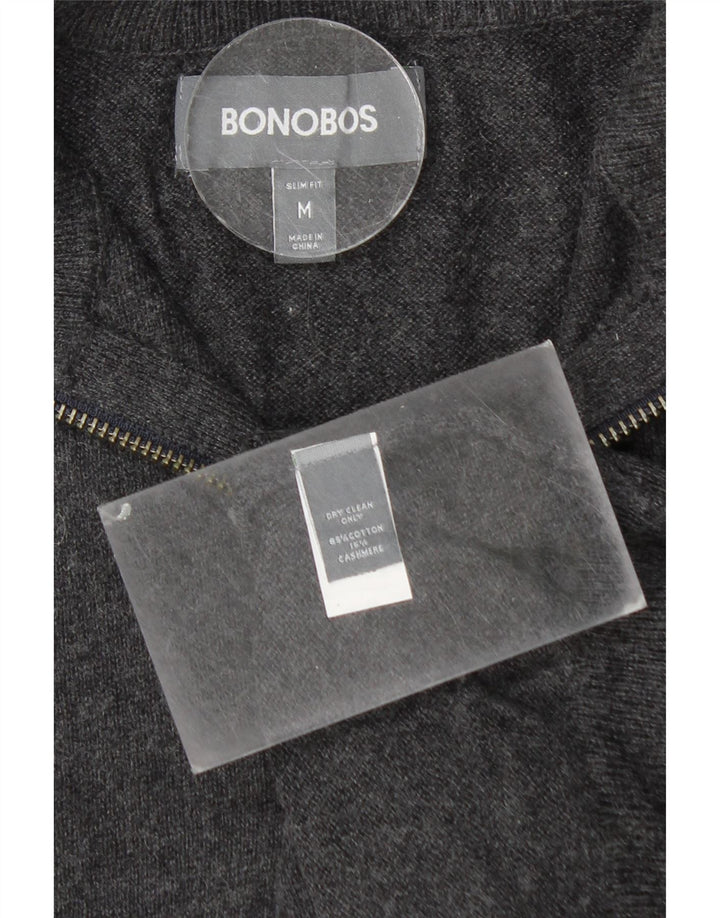 BONOBOS Maglione da uomo con zip e collo in cotone grigio medio