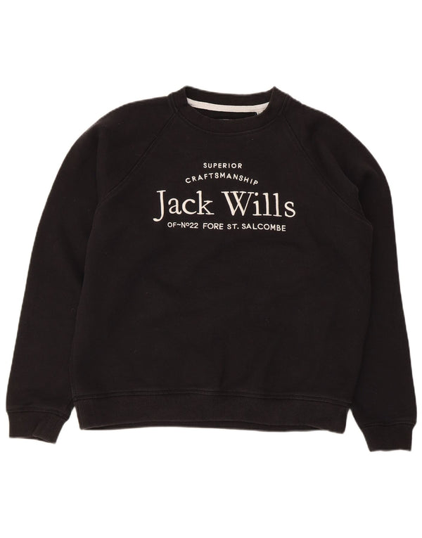 Felpa grafica da donna Jack Wills UK 12 cotone nero medio